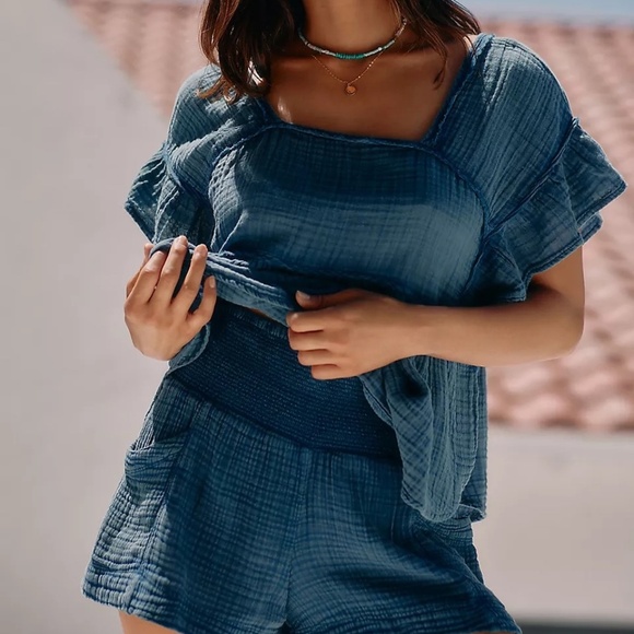 NWT Anthropologie The Kaveri Gauze Blue Top Small - Picture 4 of 4